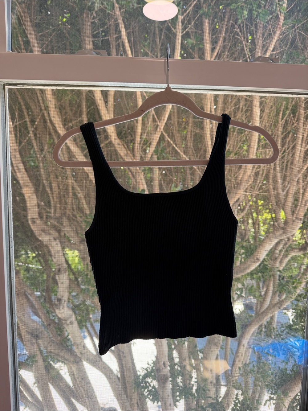 Aritzia Sculpt Knit Squareneck Tank Top - Navy